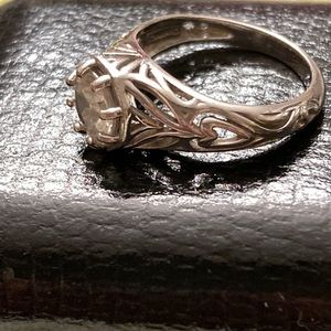 Sterling & WhiteSapphire 8 Prong Octagon Art Decco Style~Size 4-1/2 Pinky Ring